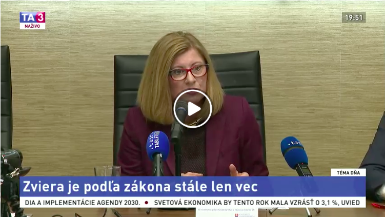 Gabriela Matečná v TA3 - Téma dňa "Zviera ako objekt alebo subjekt práva?"