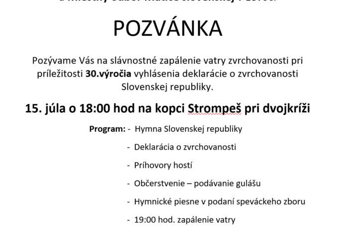 Slávnostné zapálenie vatry zvrchovanosti na kopci Strompeš