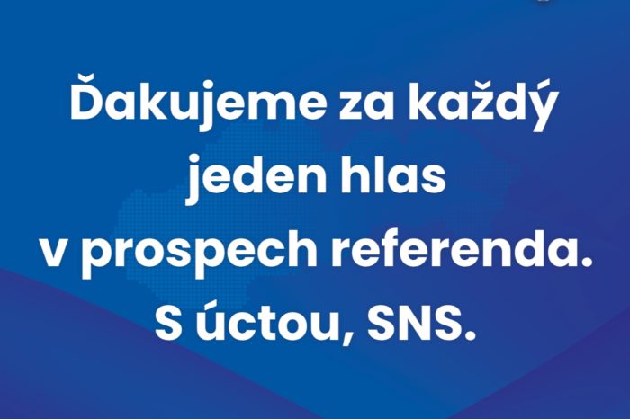 Slovenská národná strana ďakuje každému, kto sa zúčastnil referenda a váži si každý jeden hlas v jeho prospech.