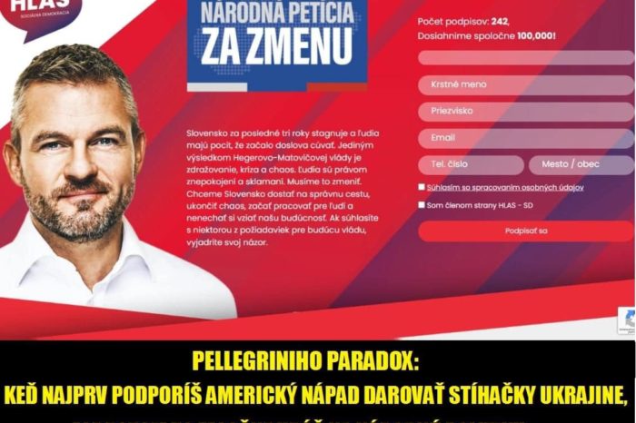 PELLEGRINI PODPORIL DAROVANIE STÍHAČIEK UKRAJINE, TERAZ SA POKÚŠA LOVIŤ HLASY PRONÁRODNÝCH VOLIČOV
