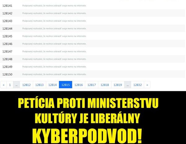 JE PETÍCIA PROTI MINISTERSTVU KULTÚRY KYBERPODVOD?