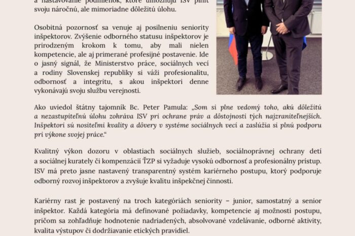 NEWSLETTER INŠPEKCIE V SOCIÁLNYCH VECIACH